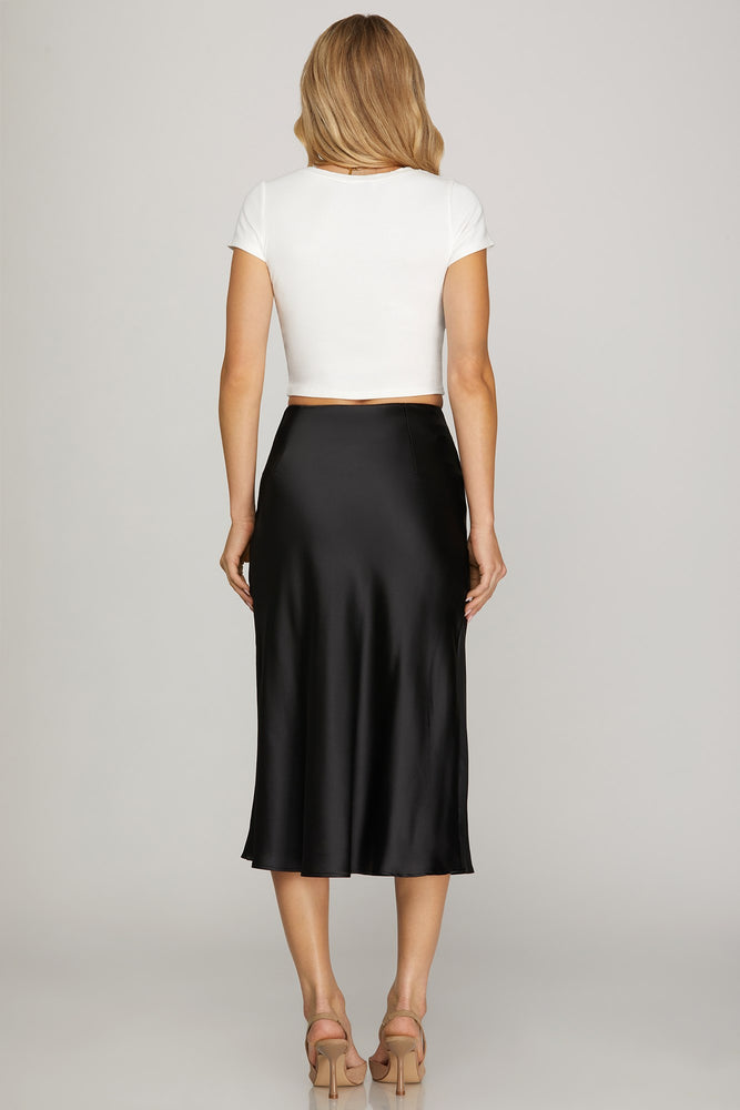 MIDI SATIN SKIRT