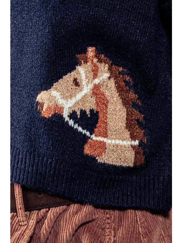 HORSE BUTTON FRONT CARDIGAN