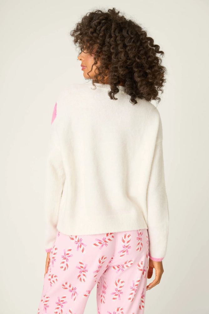 BOW PRINT SNUGGLE SWEATER