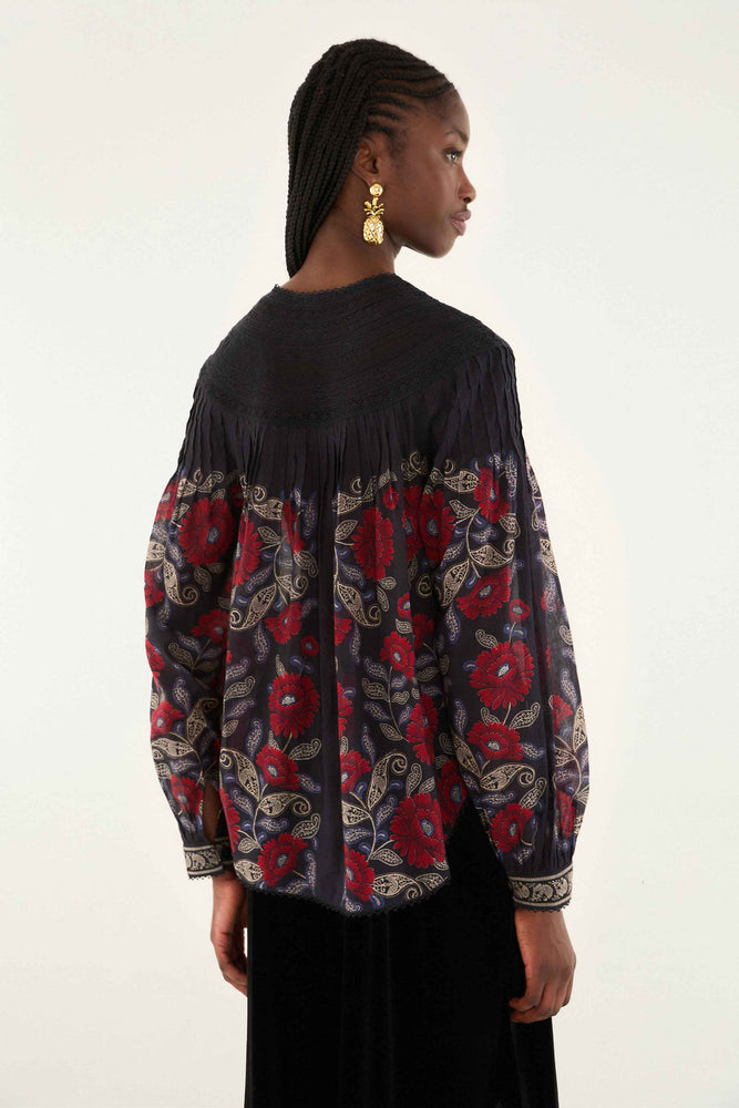 VALENTINA BLACK LONG SLEEVE BLOUSE