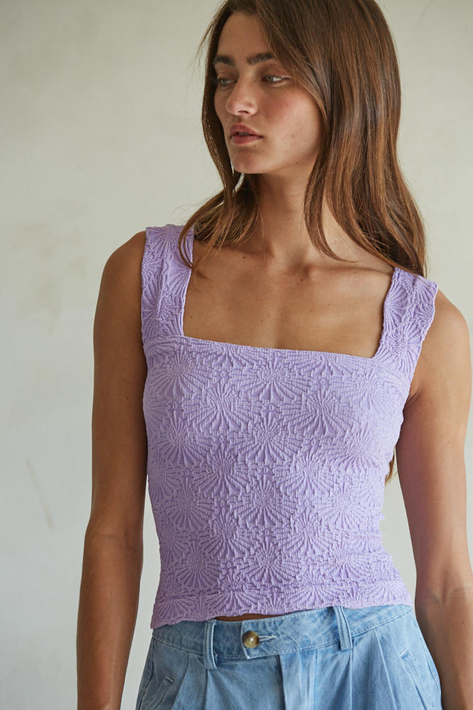 JACQUARD SQUARE NECK TANK